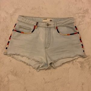 Garage Festival Shorts Light Wash with Embroidery Size 09